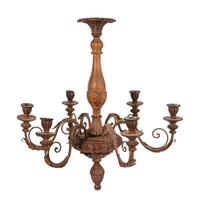 An Italian Louis XV Style Carved Wood Six-Light Chandelier