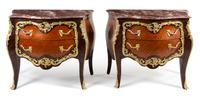 A Pair of Louis XV Style Gilt Bronze Mounted Commodes Height 32 1/2 x width 34 x depth 23 inches. — 20TH CENTURY