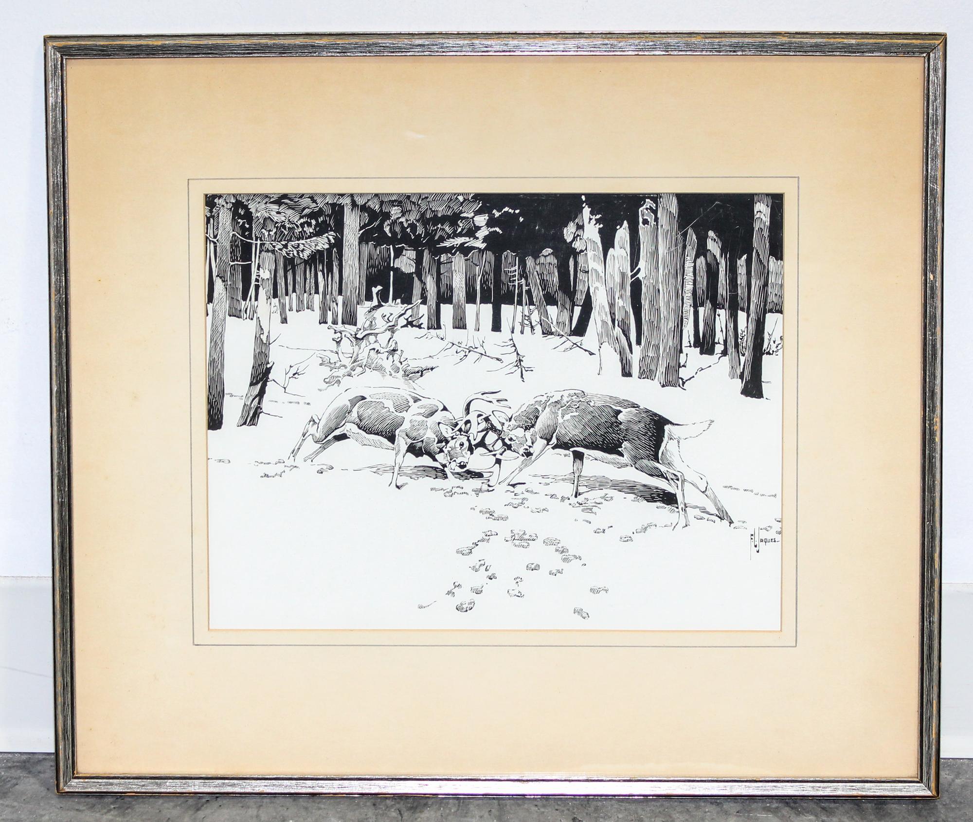 Francis Lee Jaques, (20th century), Bucks in the Snow