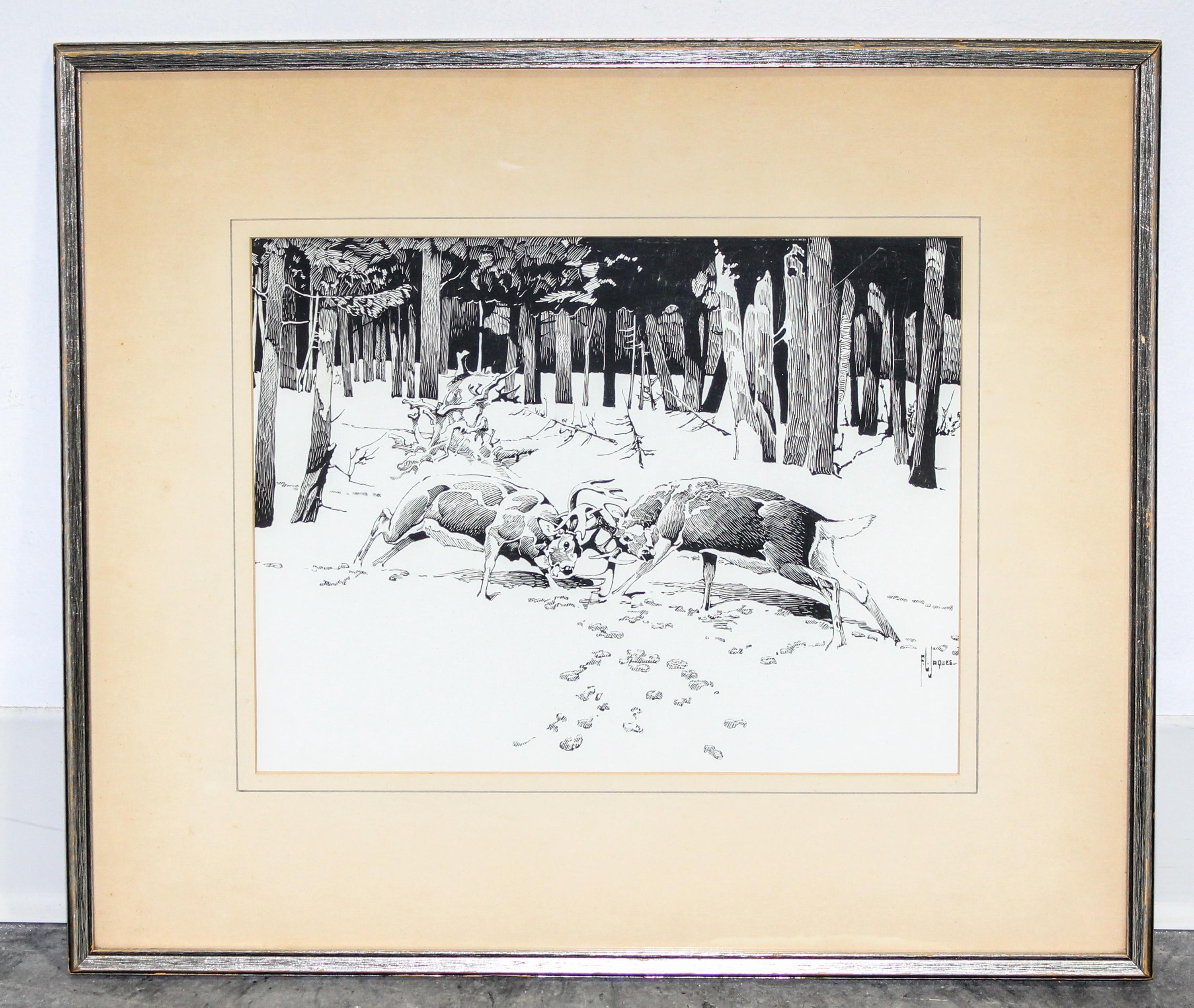 Francis Lee Jaques, (20th century), Bucks in the Snow