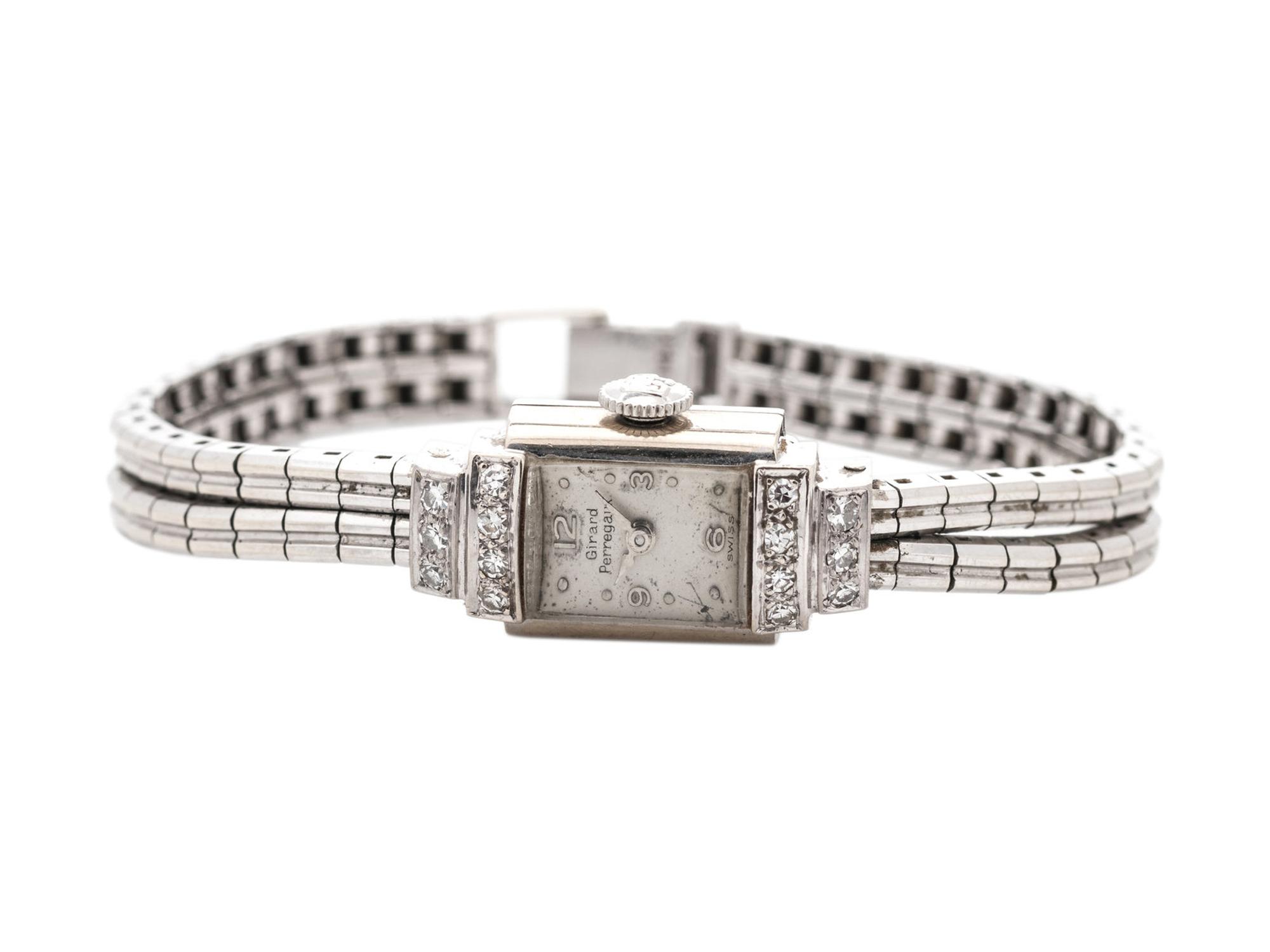 GIRARD-PERREGAUX, 14K WHITE GOLD AND DIAMOND WRISTWATCH