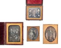 [EARLY PHOTOGRAPHY]. 19 daguerreotype portraits of interesting pairs and groups of subjects