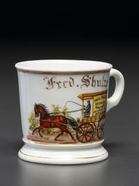 A Birdseed Salesman's Porcelain Occupational Shaving Mug Belonging to Fred Shulze