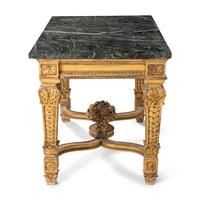 A Louis XVI Style Giltwood Marble-Top Center Table