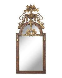 A Spanish "Bilbao" Walnut-Veneered and Parcel-Gilt Mirror For the American Market
