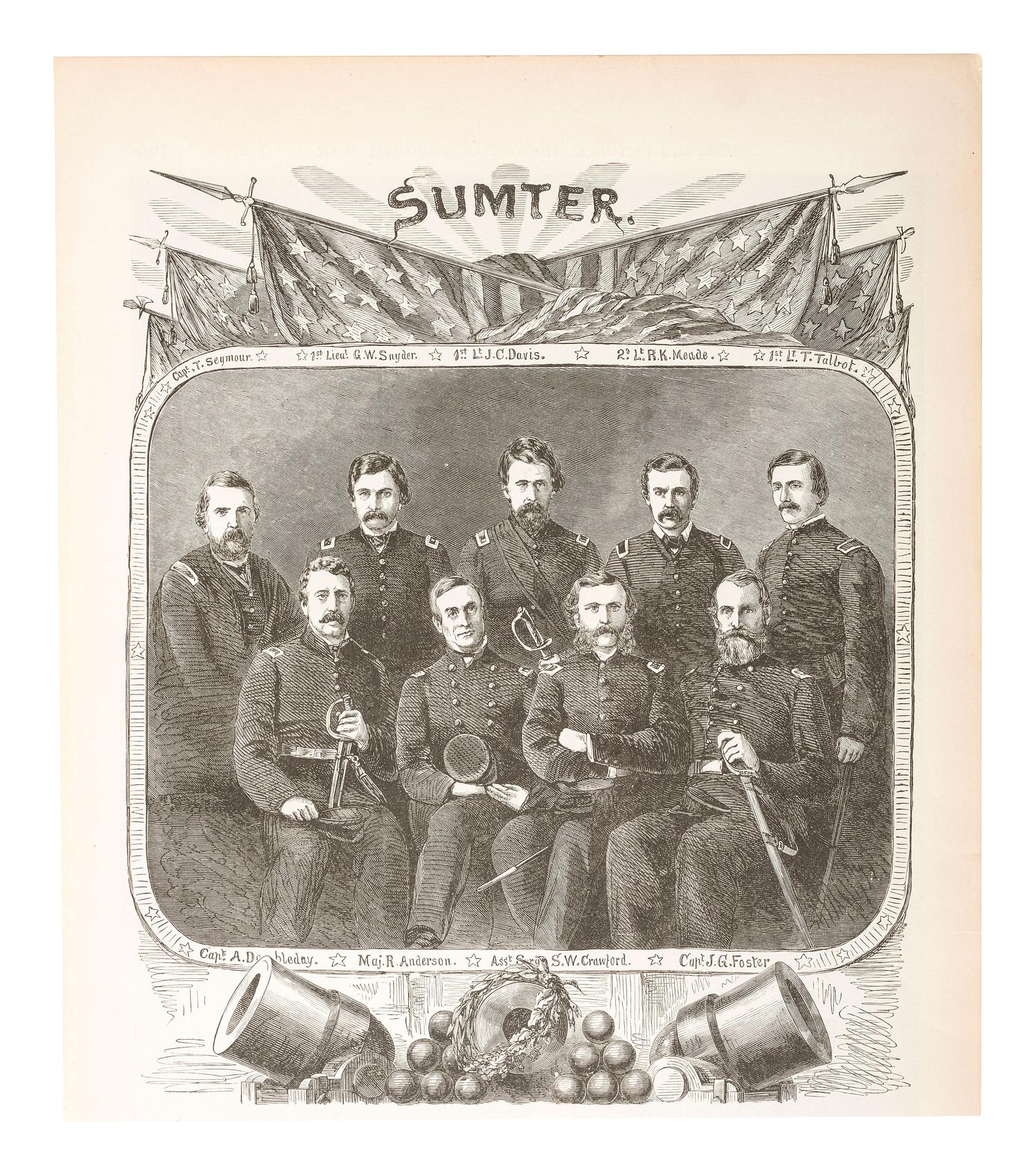 [CIVIL WAR -- FORT SUMTER]. Single sheet with signatures of Robert ANDERSON and his nine officers immediately before the First Battle of Fort Sumter. Fort Sumter, SC, 2 April 1861.