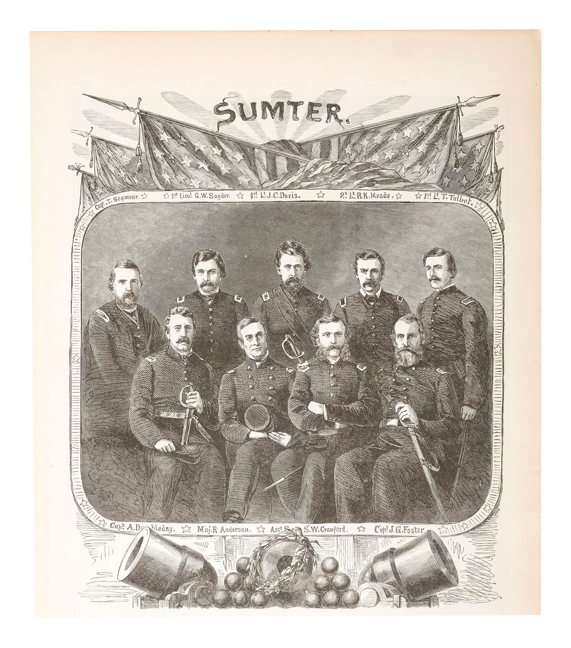 [CIVIL WAR -- FORT SUMTER]. Single sheet with signatures of Robert ANDERSON and his nine officers immediately before the First Battle of Fort Sumter. Fort Sumter, SC, 2 April 1861.