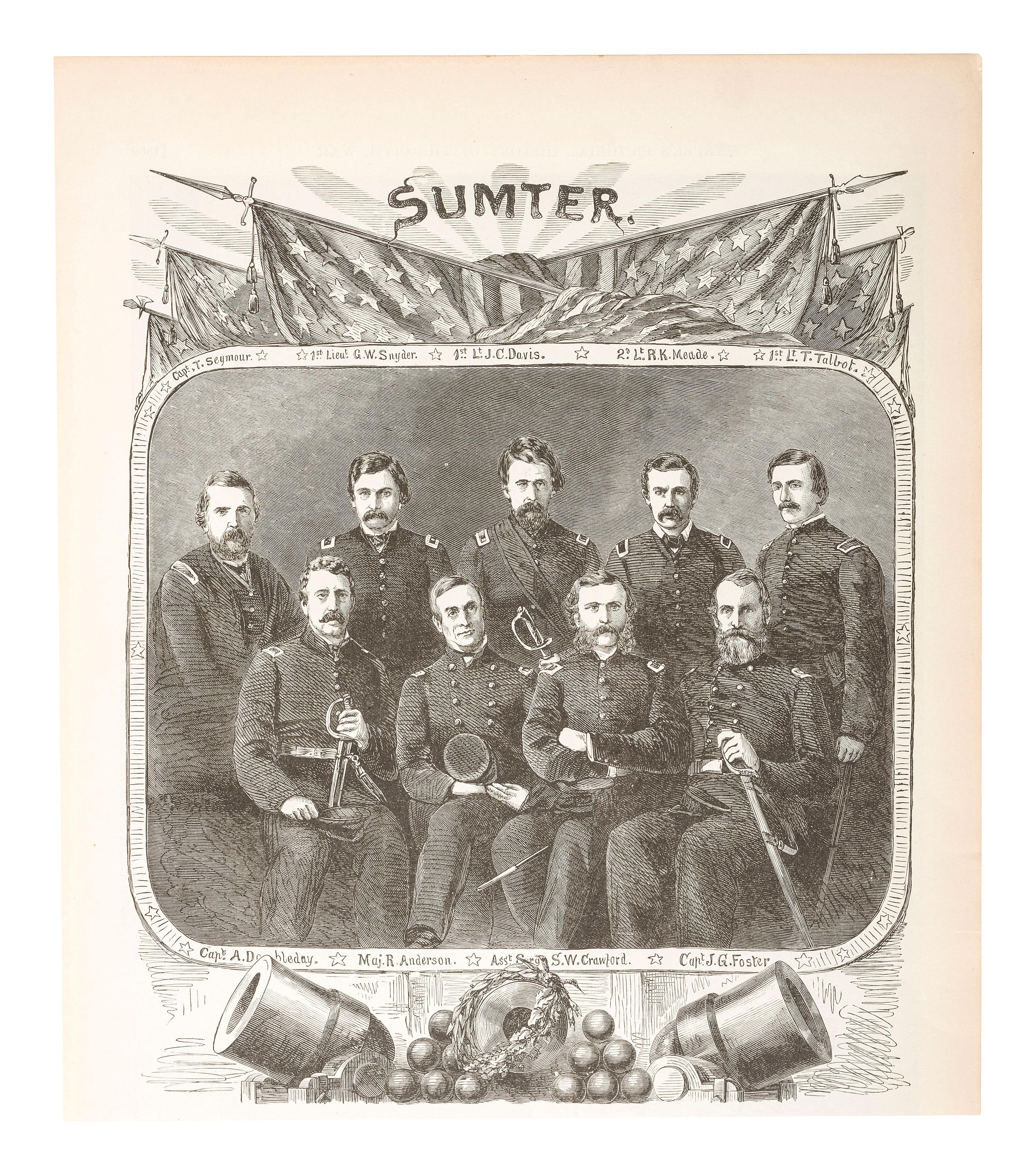[CIVIL WAR -- FORT SUMTER]. Single sheet with signatures of Robert ANDERSON and his nine officers immediately before the First Battle of Fort Sumter. Fort Sumter, SC, 2 April 1861.