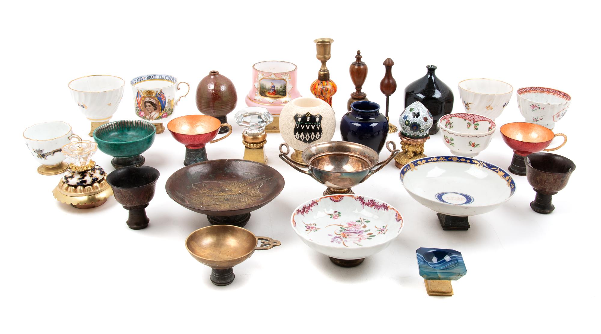 A Collection of Gilt or Patinated Bronze Mounted Table Articles