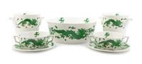 An English Porcelain Dessert Service, Hammersley & Co., Diameter of center bowl 10 1/8 inches.