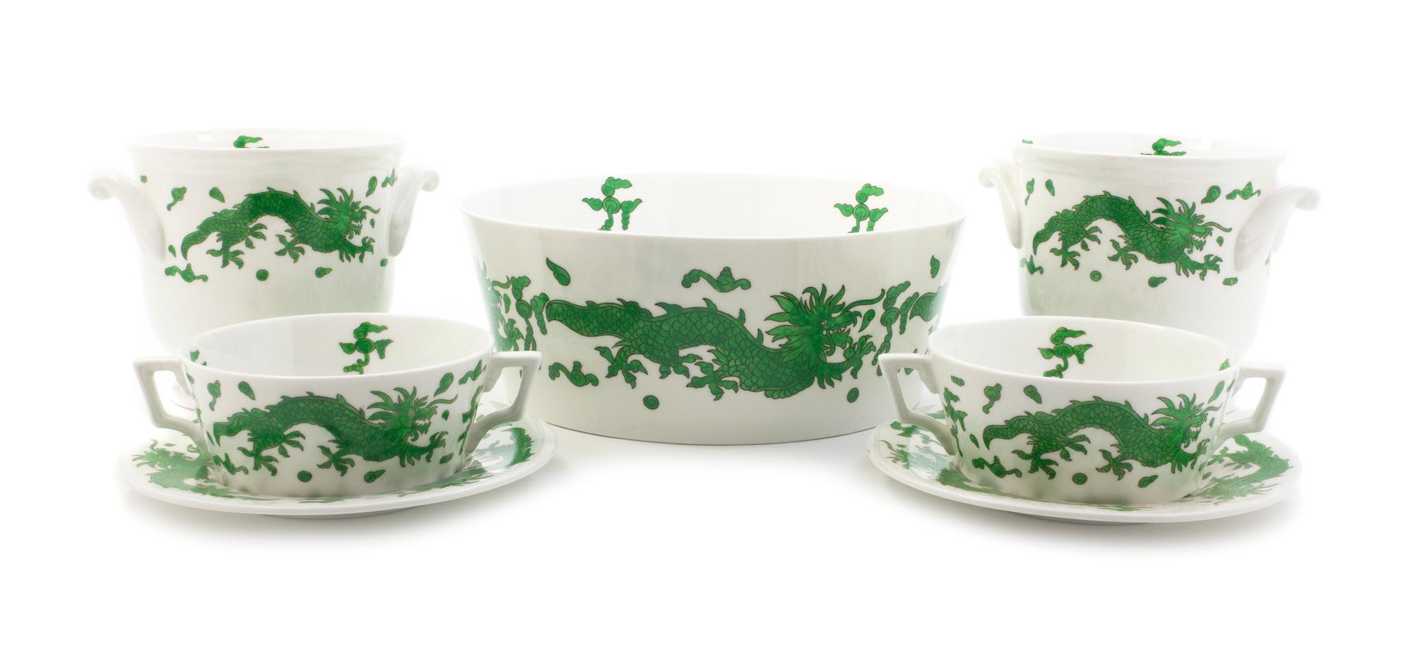 An English Porcelain Dessert Service, Hammersley & Co., Diameter of center bowl 10 1/8 inches.