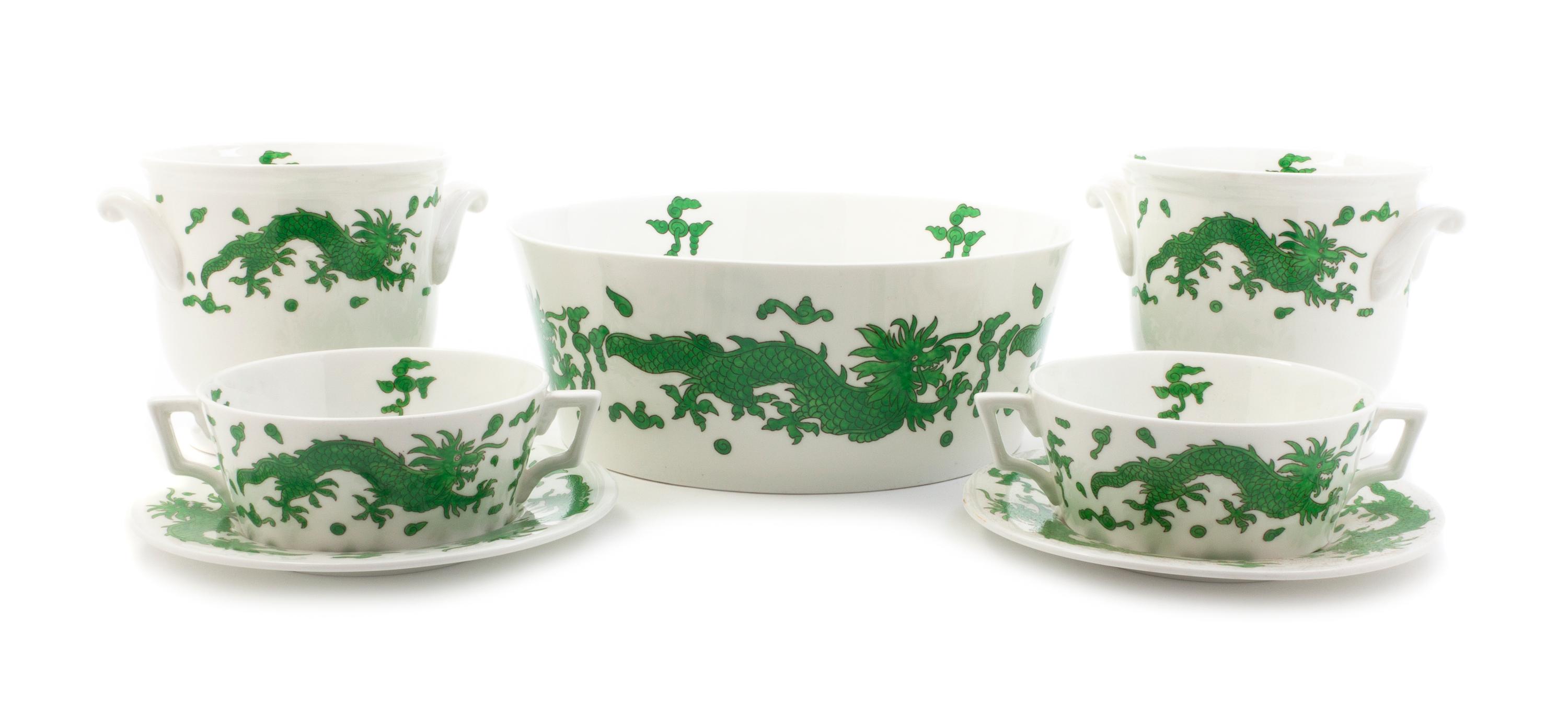 An English Porcelain Dessert Service, Hammersley & Co., Diameter of center bowl 10 1/8 inches.
