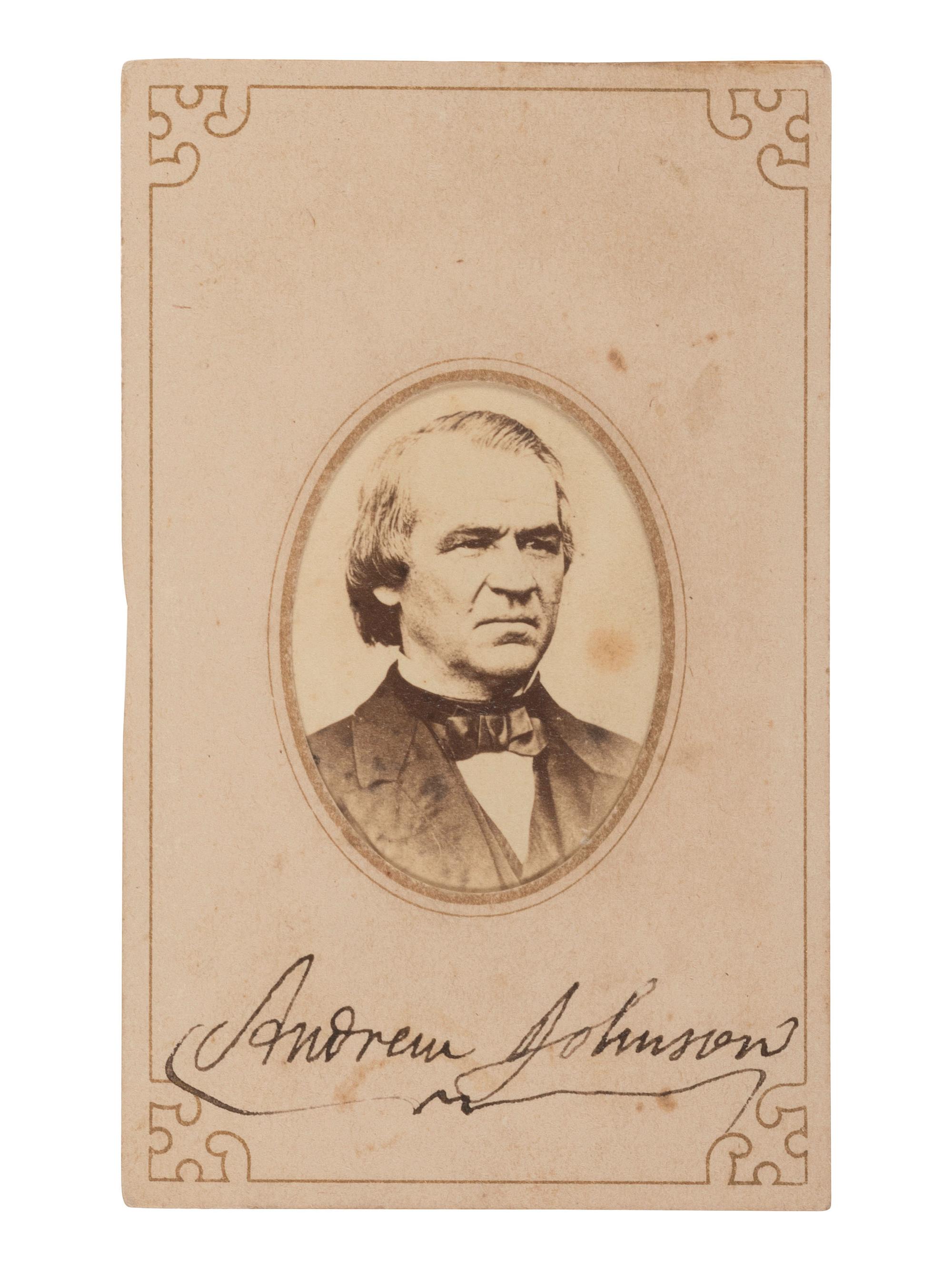 JOHNSON, Andrew (1808-1875). Signed CDV of 17th United States President Andrew Johnson. N.p., n.d.