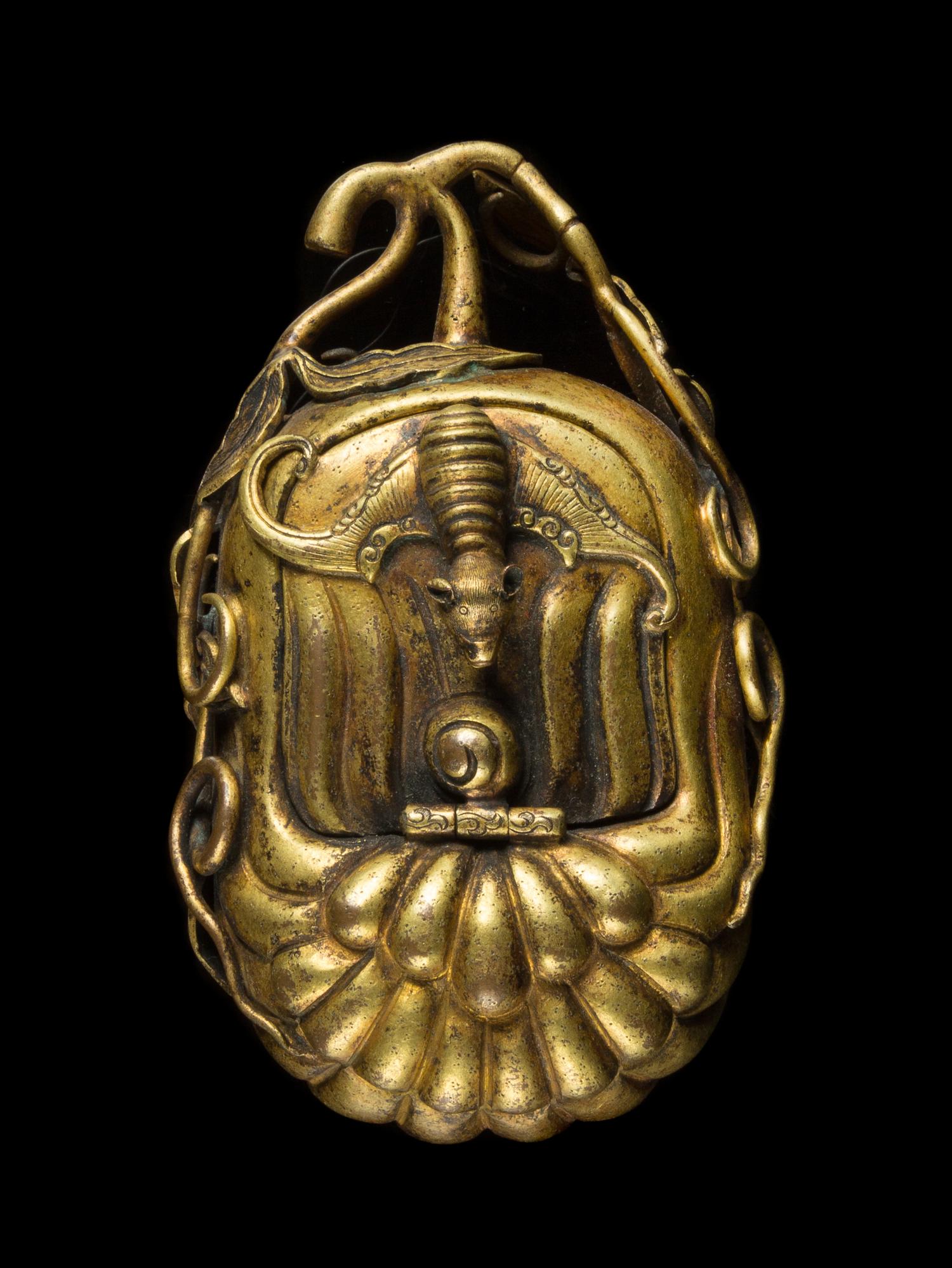 A Gilt Bronze Melon-Form Box