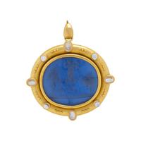 ELIZABETH LOCKE, BLUE VENETIAN GLASS, MOTHER-OF-PEARL, MOONSTONE, AND YELLOW GOLD INTAGLIO BROOCH PENDANT