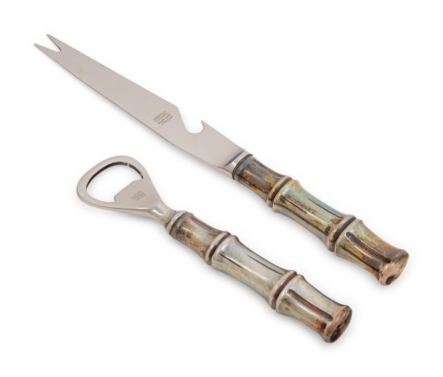 A Group of Two Tiffany & Co. Silver Bamboo Pattern Bar Articles