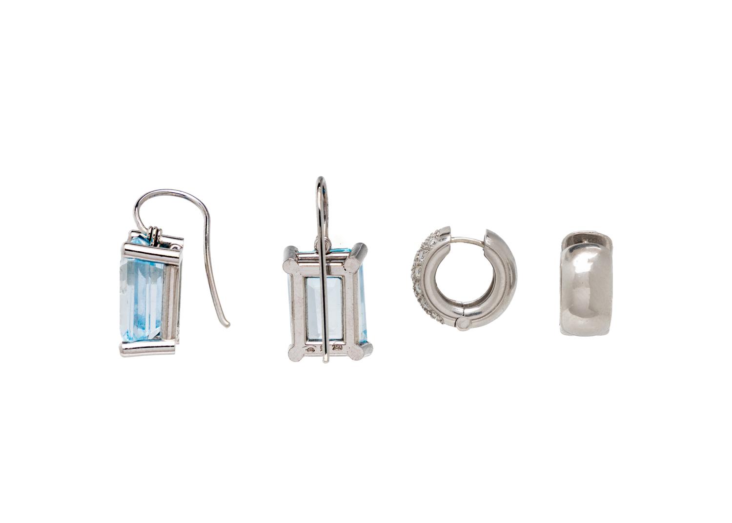 COLLECTION OF DIAMOND AND BLUE TOPAZ EARRINGS