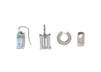 COLLECTION OF DIAMOND AND BLUE TOPAZ EARRINGS