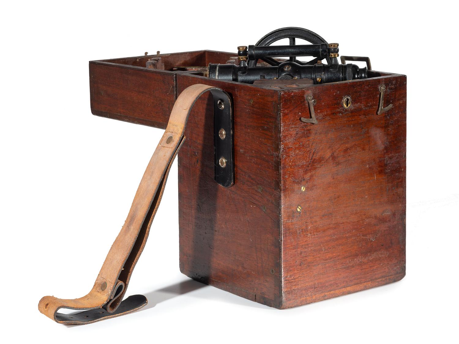 [SCIENCE & TECHNOLOGY]. W. & L.E. Gurley surveyor's transit and tripod, plus.
