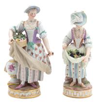 Two Meissen Porcelain Figures Height 7 1/4 inches. — 19TH CENTURY