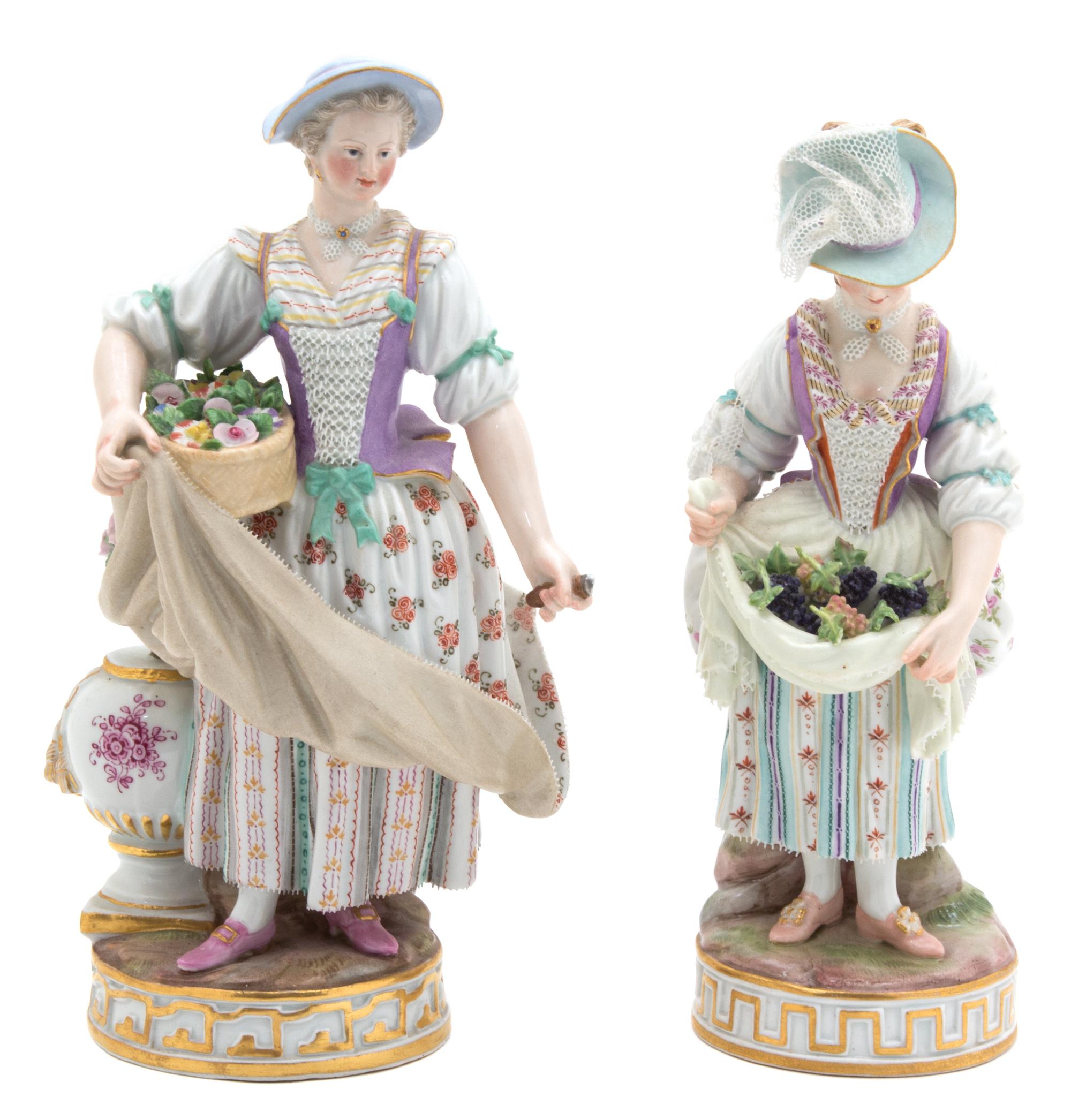 Two Meissen Porcelain Figures Height 7 1/4 inches. — 19TH CENTURY
