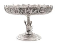 A Chinese Export Silver Stem Plate