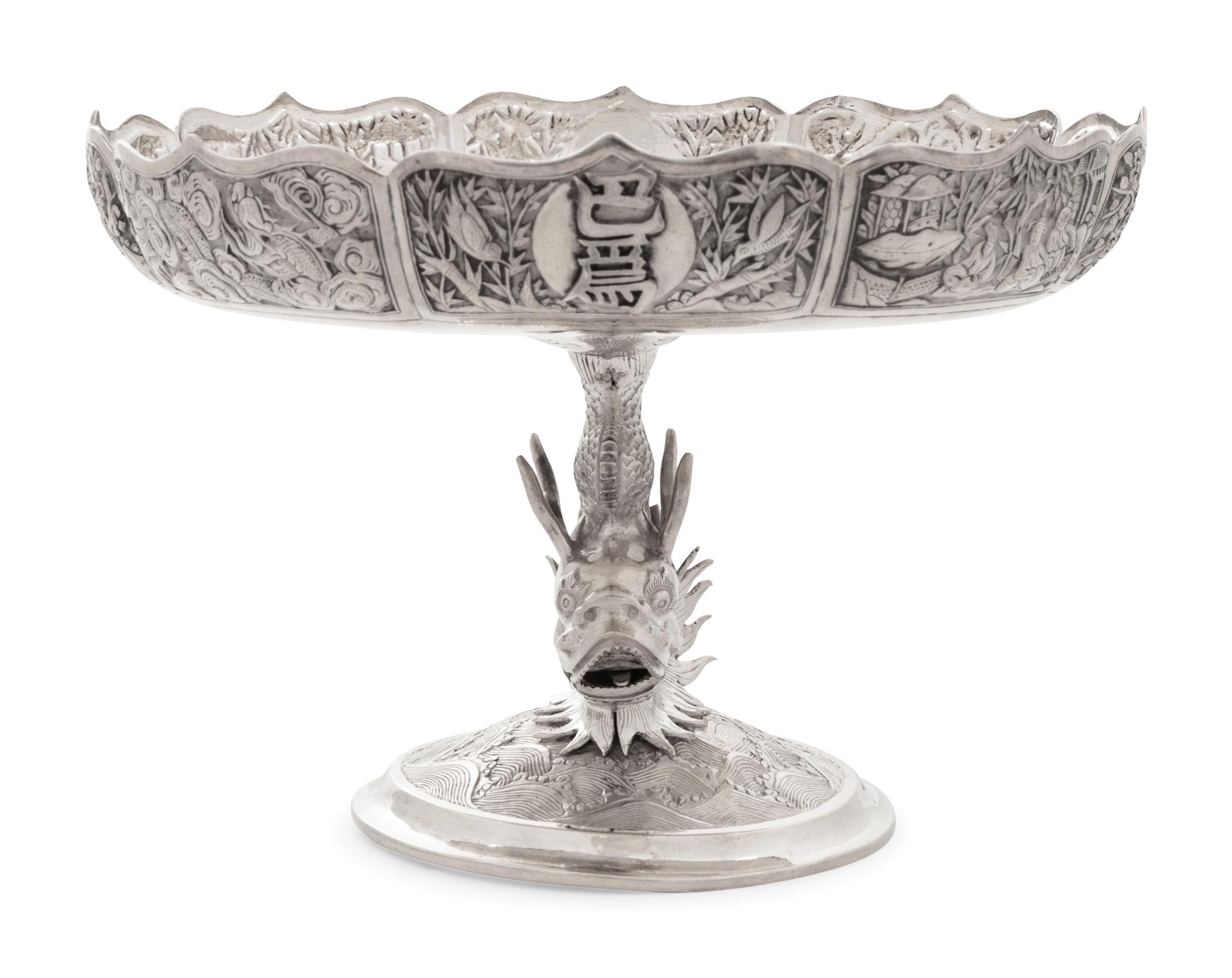 A Chinese Export Silver Stem Plate