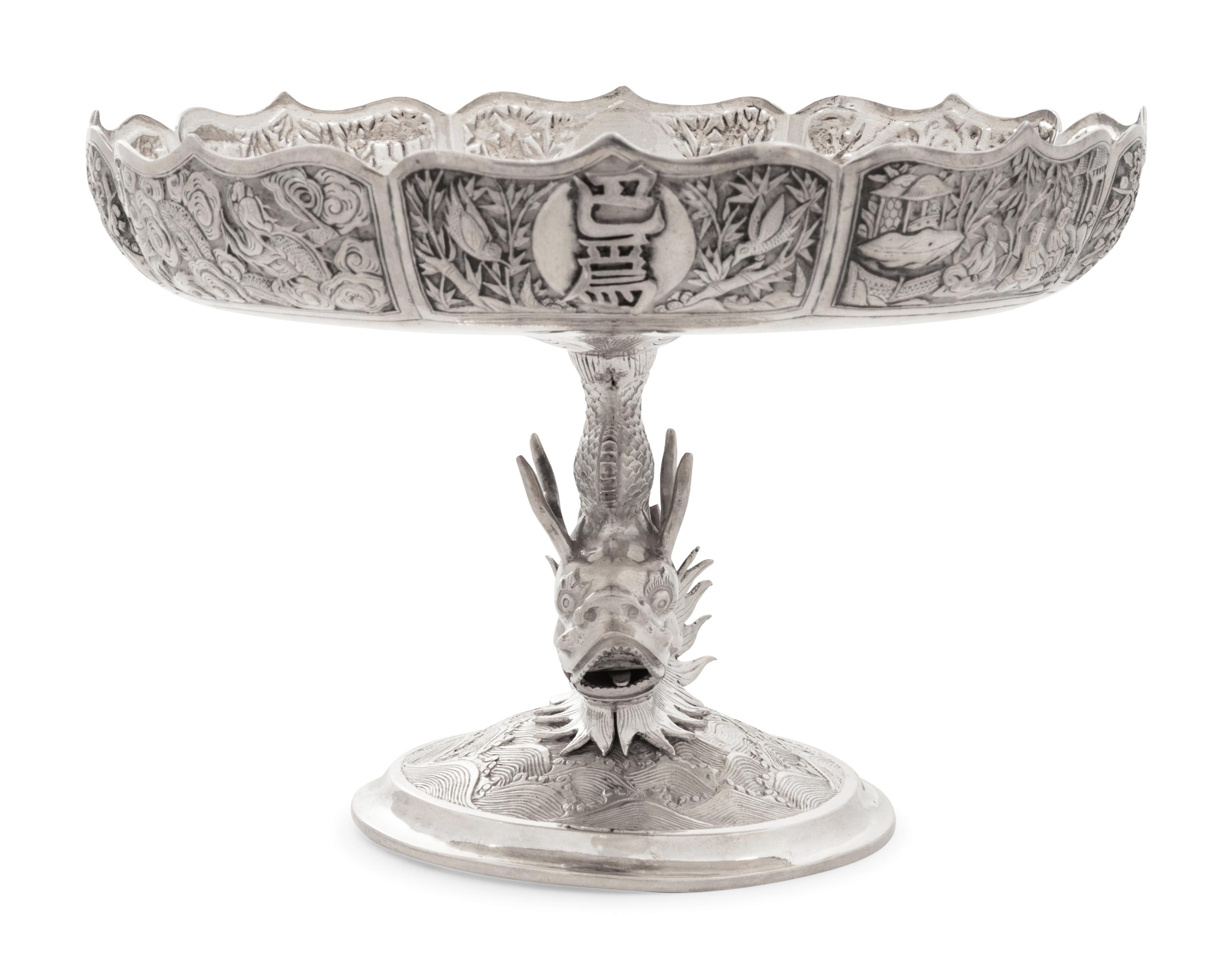A Chinese Export Silver Stem Plate