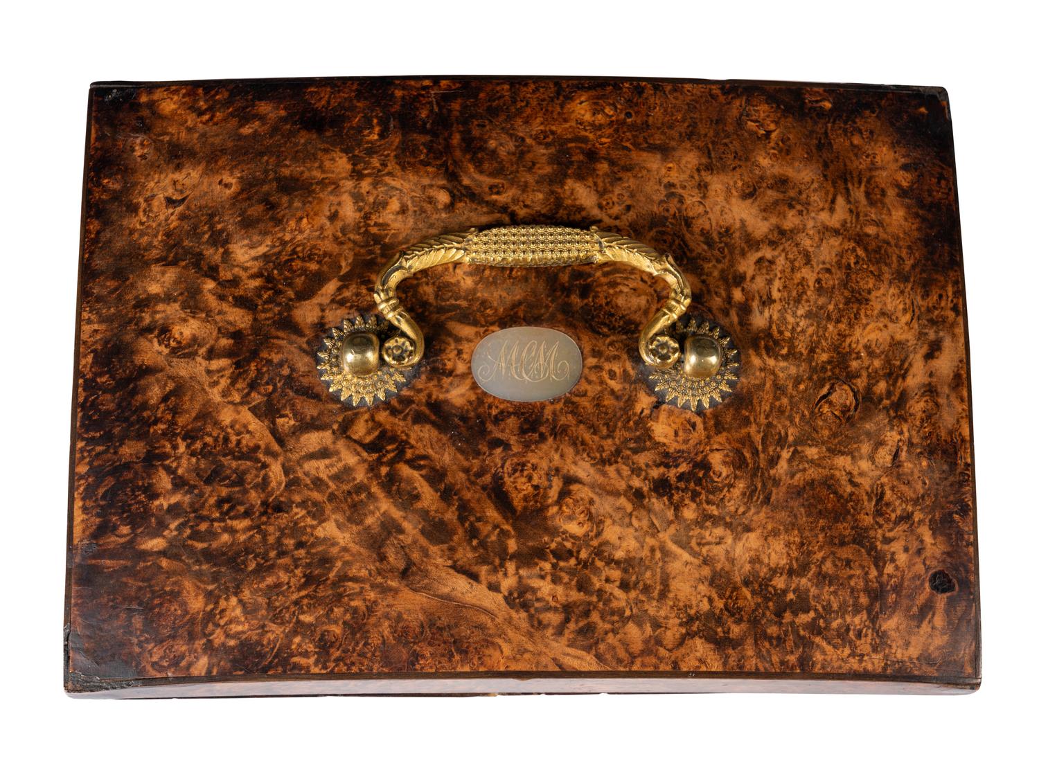 A Palais Royal Burlwood Musical Sewing Necessaire