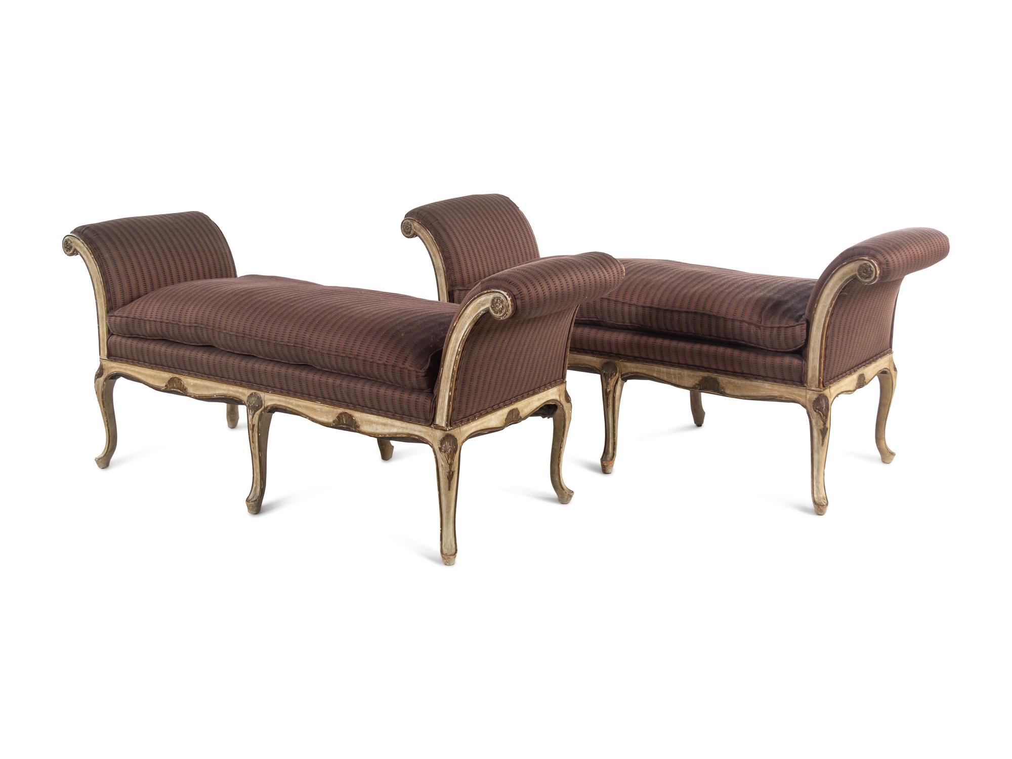 A Pair of Italian Painted Benches