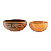 Ancestral Pueblo, Four Mile Polychrome Pottery Bowls, with Floral Designs