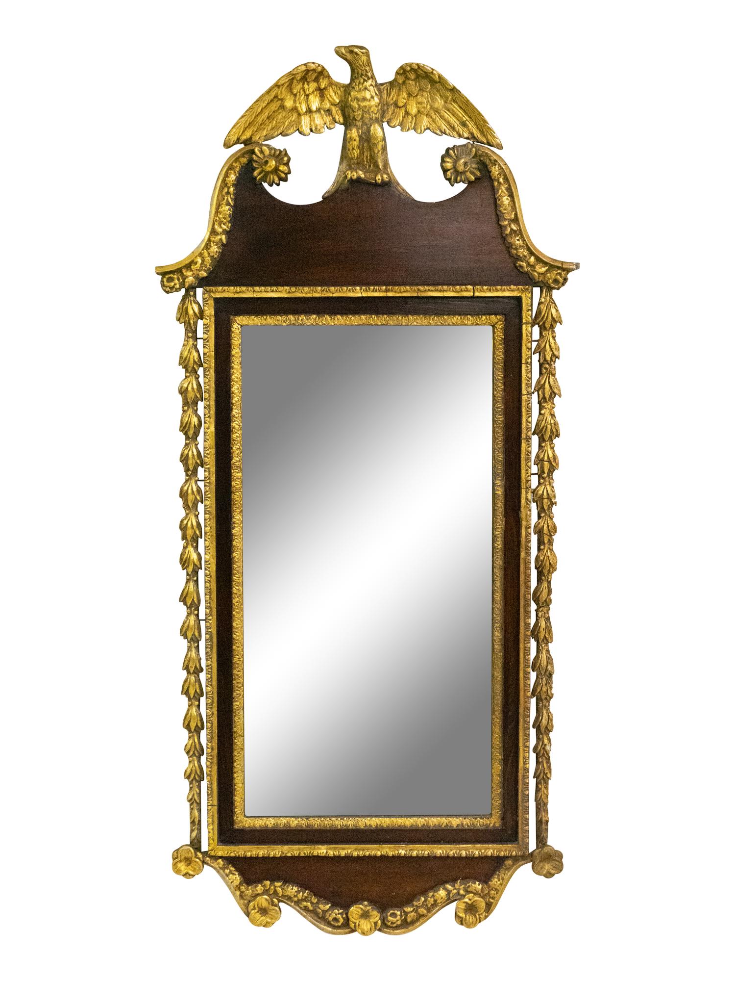 A Federal Mahogany and Gilt Gesso Mirror
