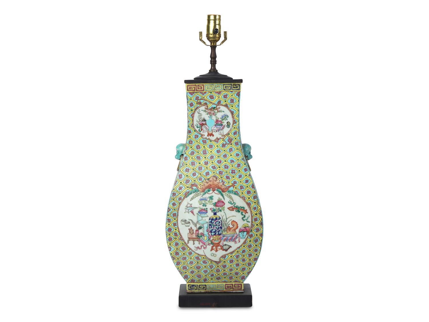 A Chinese Porcelain Vase Mounted as a Lamp