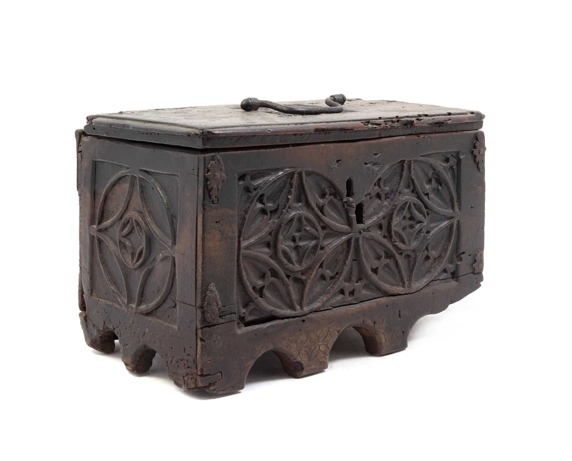 A Gothic Carved Oak Casket