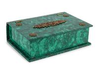 An Empire Style Gilt Metal Mounted Malachite Book-Form Table Casket