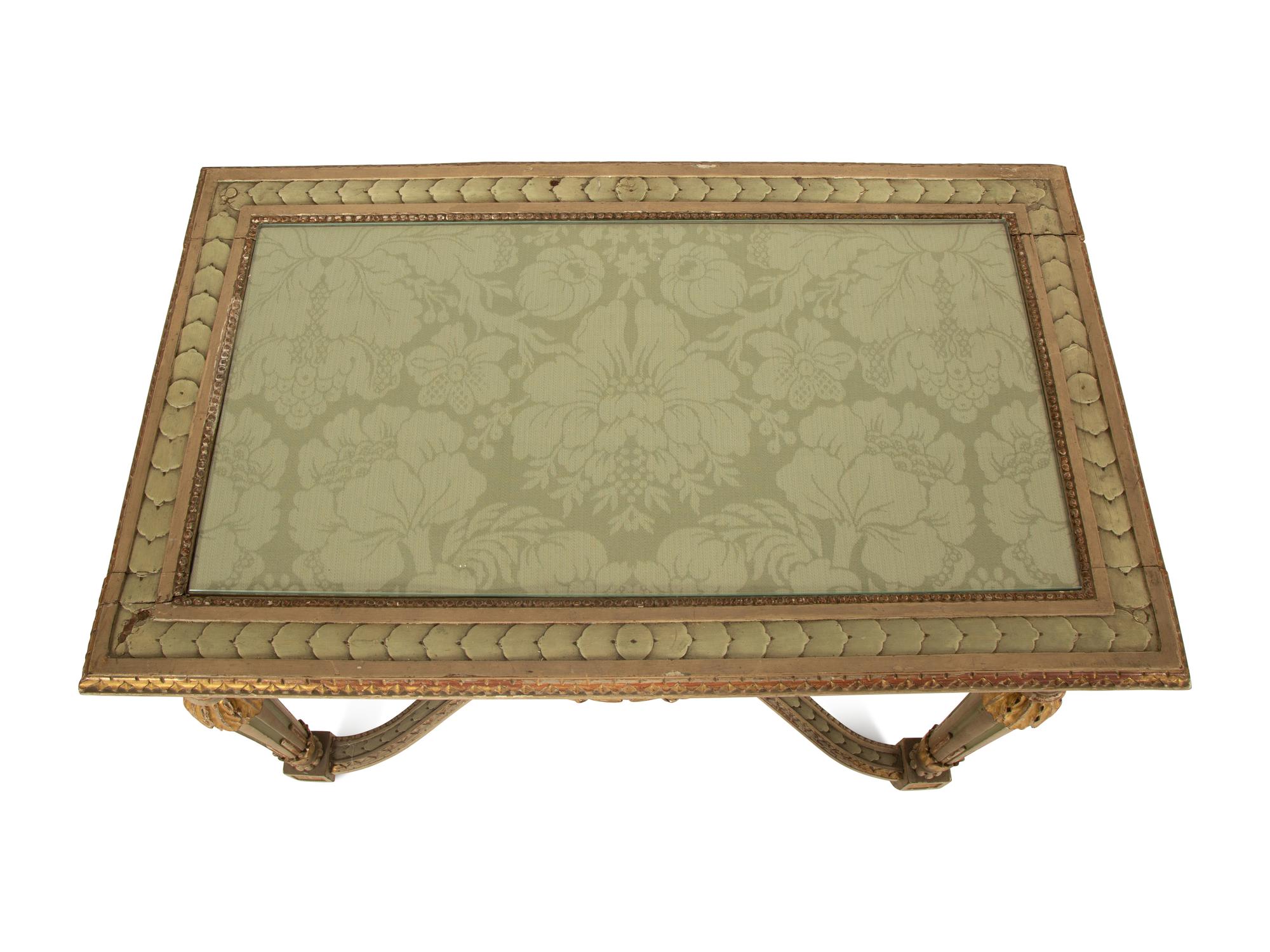 A Louis XVI Style Painted and Parcel Gilt Table (matching the previous lot) — Early 20th Century