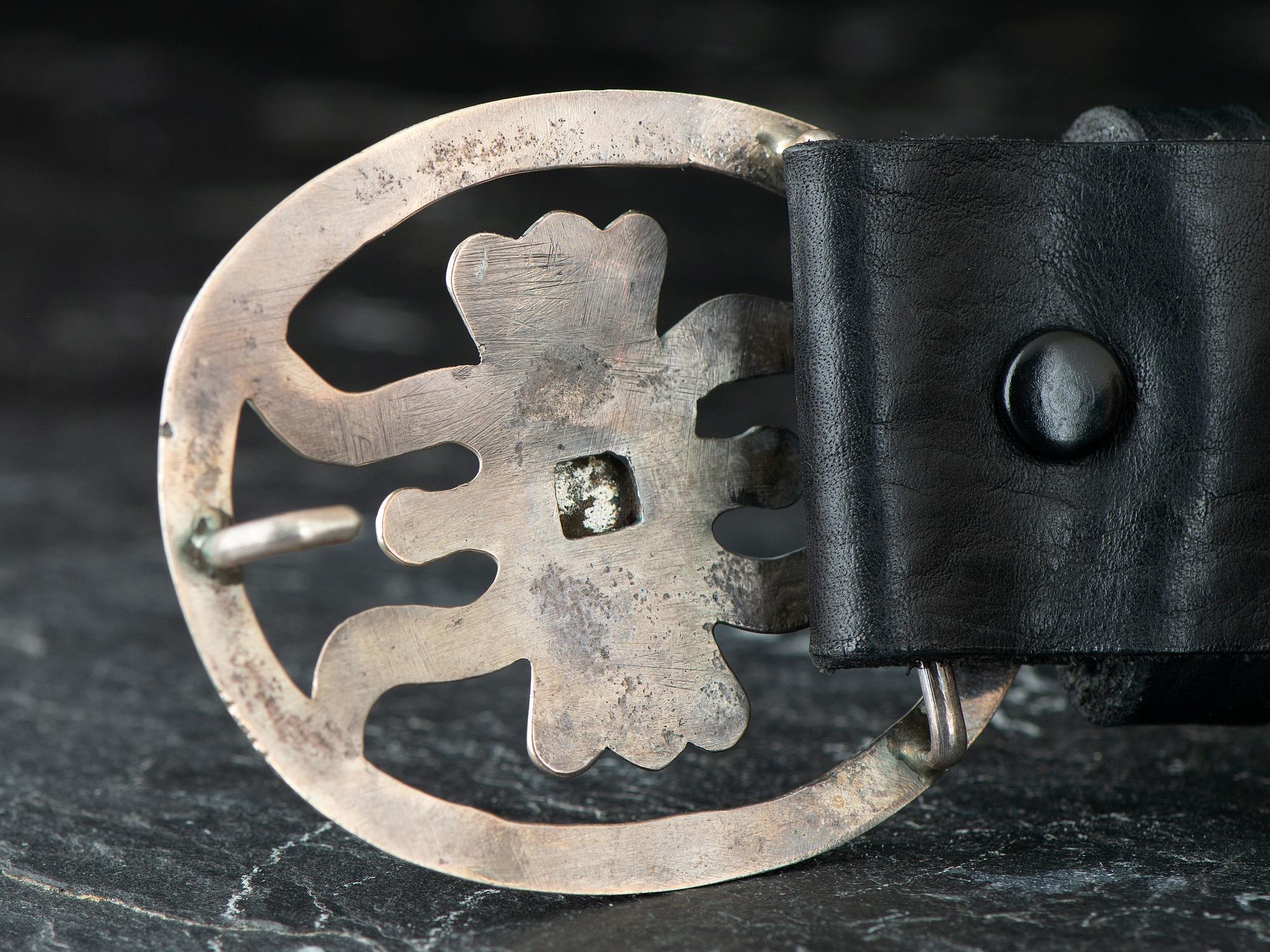 Navajo Sandcast Silver and Turquoise Concha Belt