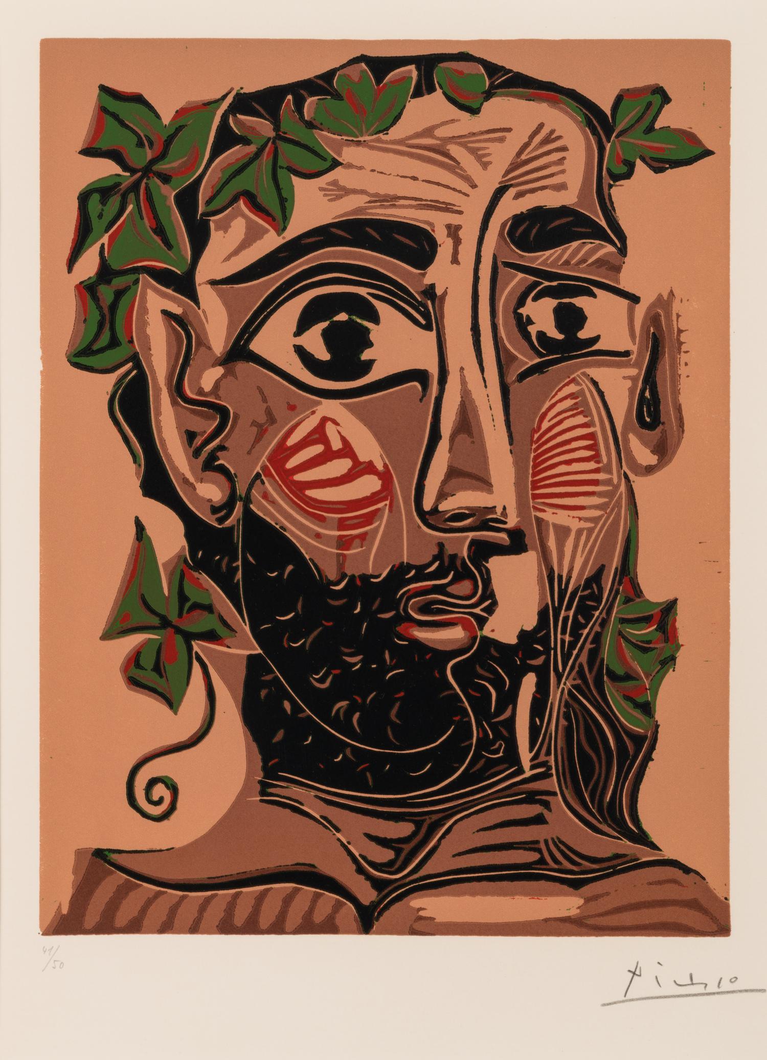 Homme barbu couronné de feuillage , 1962