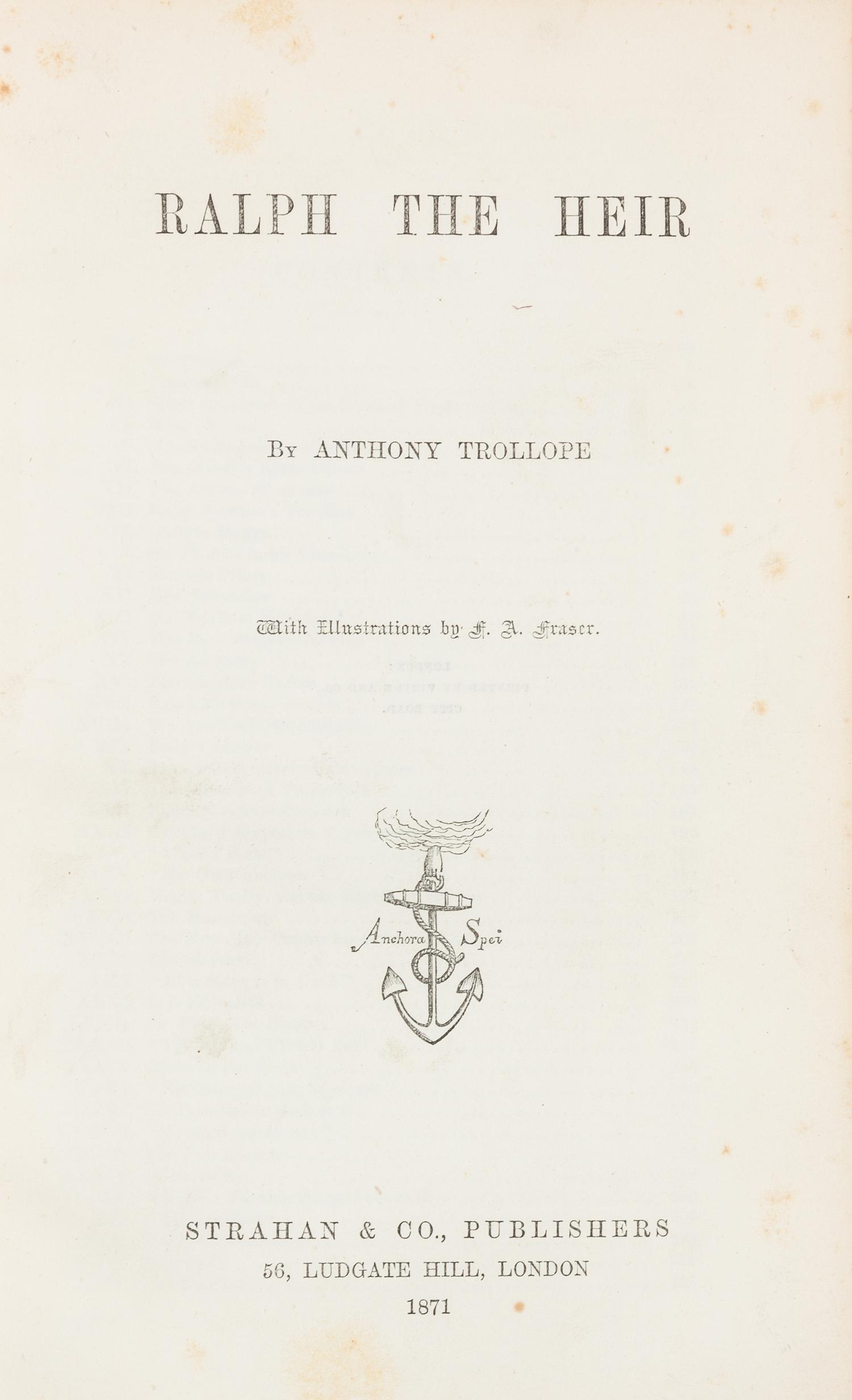 [VICTORIAN LITERATURE]. A group of 3 works: Dickens. Pickwick Papers. - Thackeray. Vanity Fair. - Trollope. Ralph the Heir.