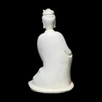 A Chinese Blanc-de-Chine Porcelain Figure of Guanyin, Late Qing/Republic Period 晚清/民國 德化白瓷書卷觀音