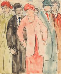 Abraham Walkowitz, (American, 1878 - 1965), People in the Street (a pair of works)