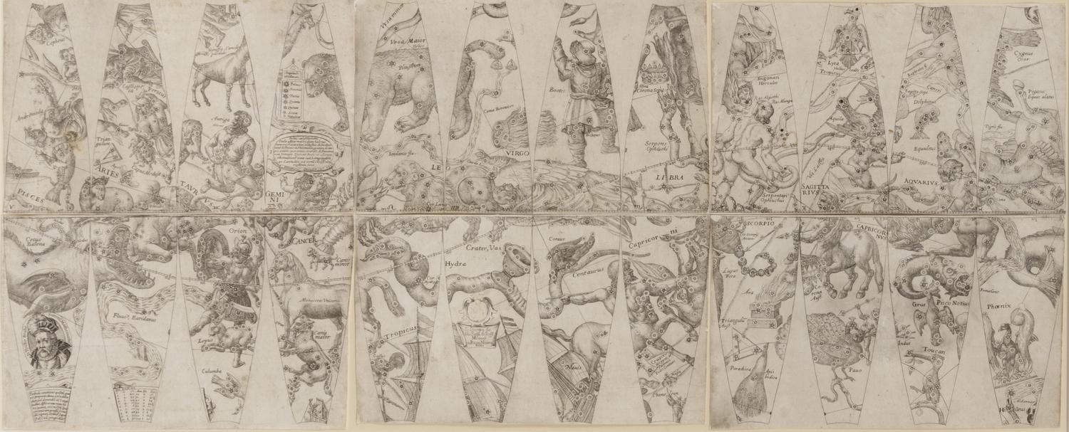 GREUTER, Matthaeus (1564-1638). A set of gores for a celestial globe. Rome: Matthäus Greuter, 1636 [or Giovanni Giacomo de Rossi, 1695?].