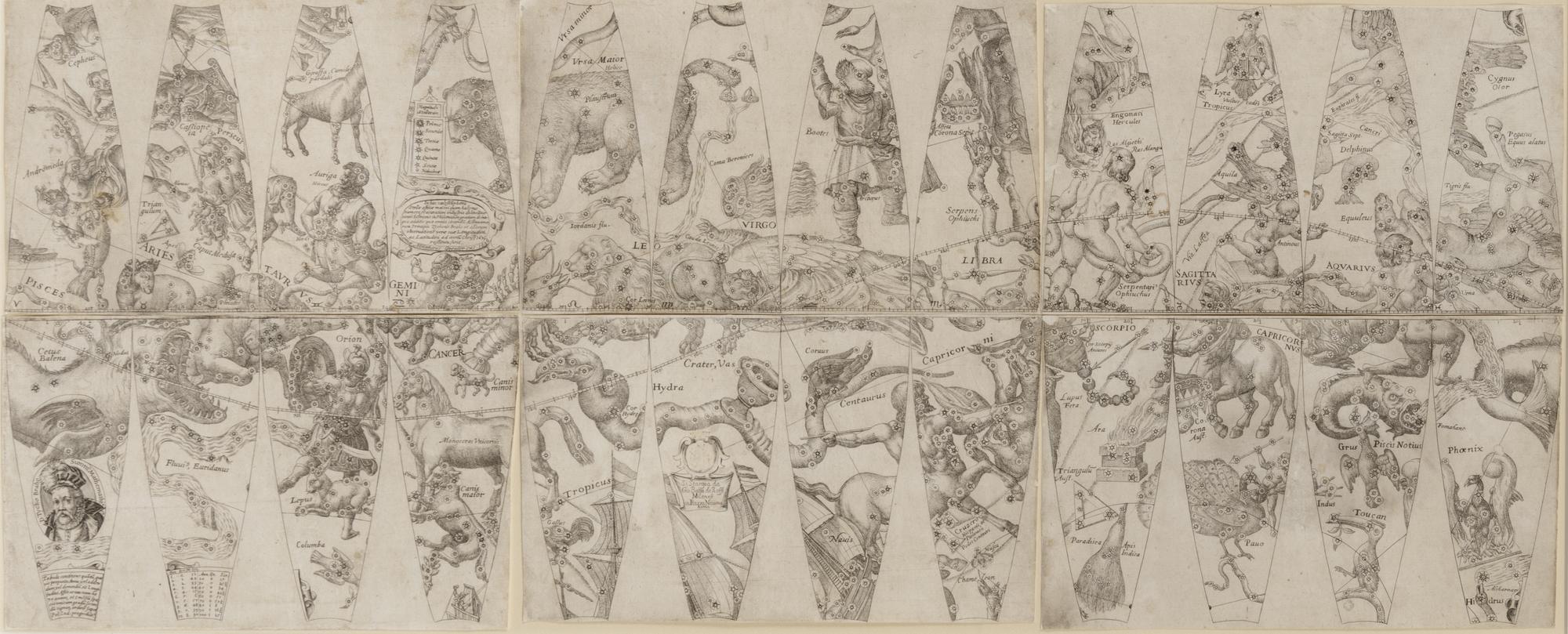 GREUTER, Matthaeus (1564-1638). A set of gores for a celestial globe. Rome: Matthäus Greuter, 1636 [or Giovanni Giacomo de Rossi, 1695?].