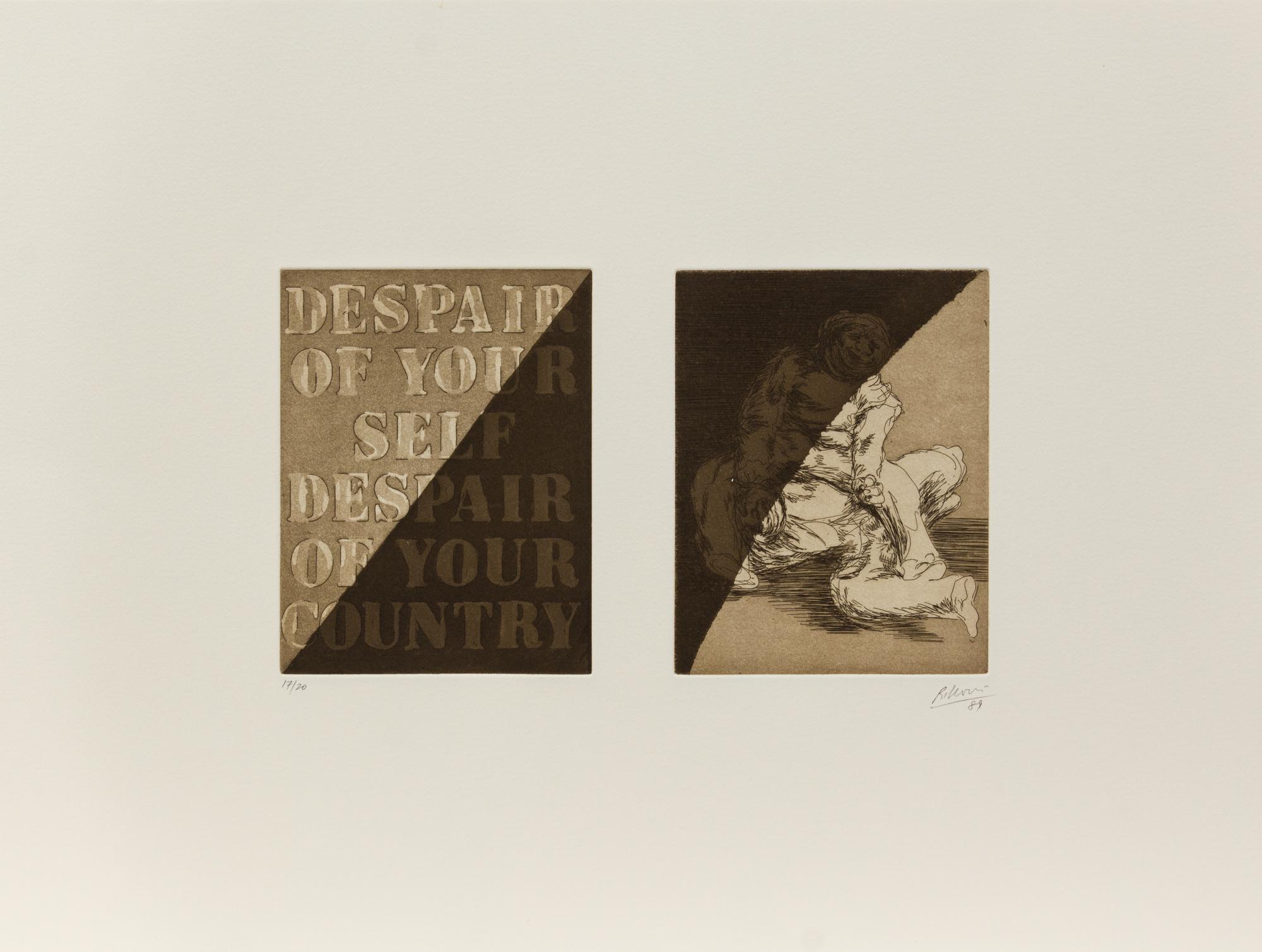 Robert Morris, (American, b. 1931), Black Bodies Radiation, Despair of Yourself Despair of Your Country, and Rotten with Criticism, 198