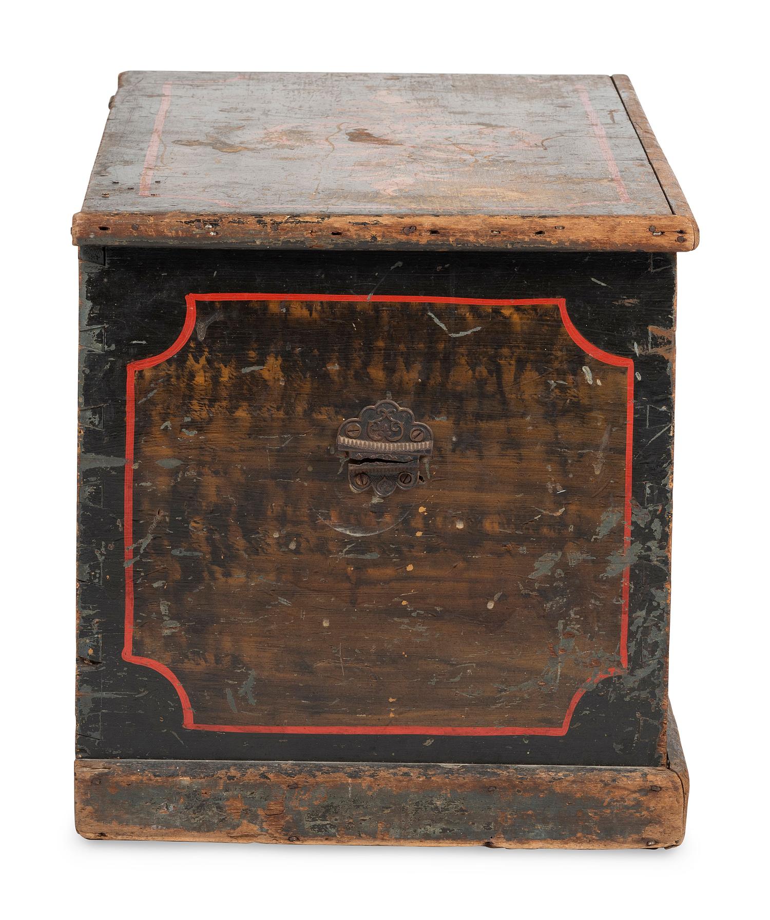 A Country Classical Grain Paint Decorated Poplar Blanket Chest