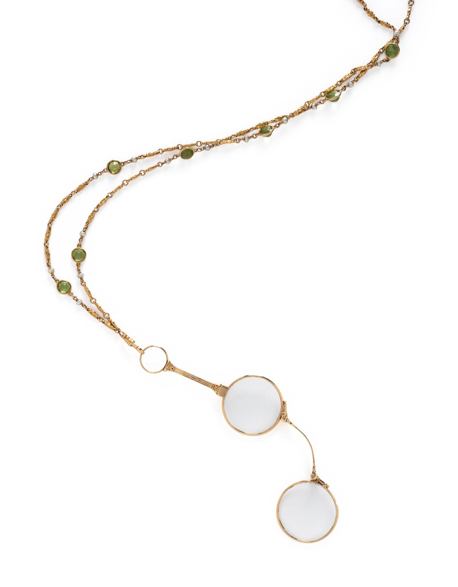 YELLOW GOLD LORGNETTE AND CHAIN