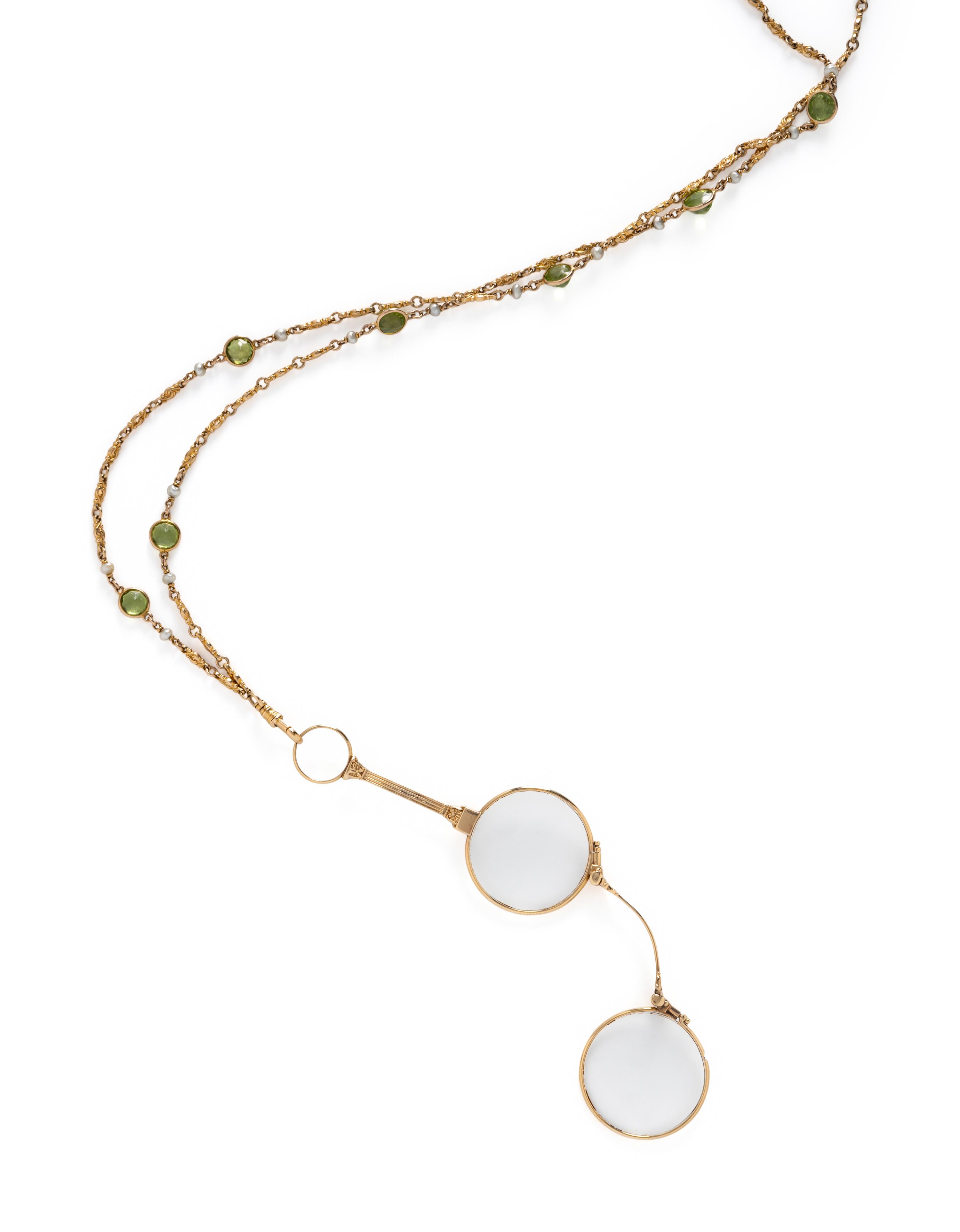 YELLOW GOLD LORGNETTE AND CHAIN