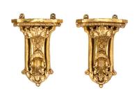 A Pair of Louis XVI Style GiltWood Wall Brackets Height 10 3/4 inches. — 19TH CENTURY