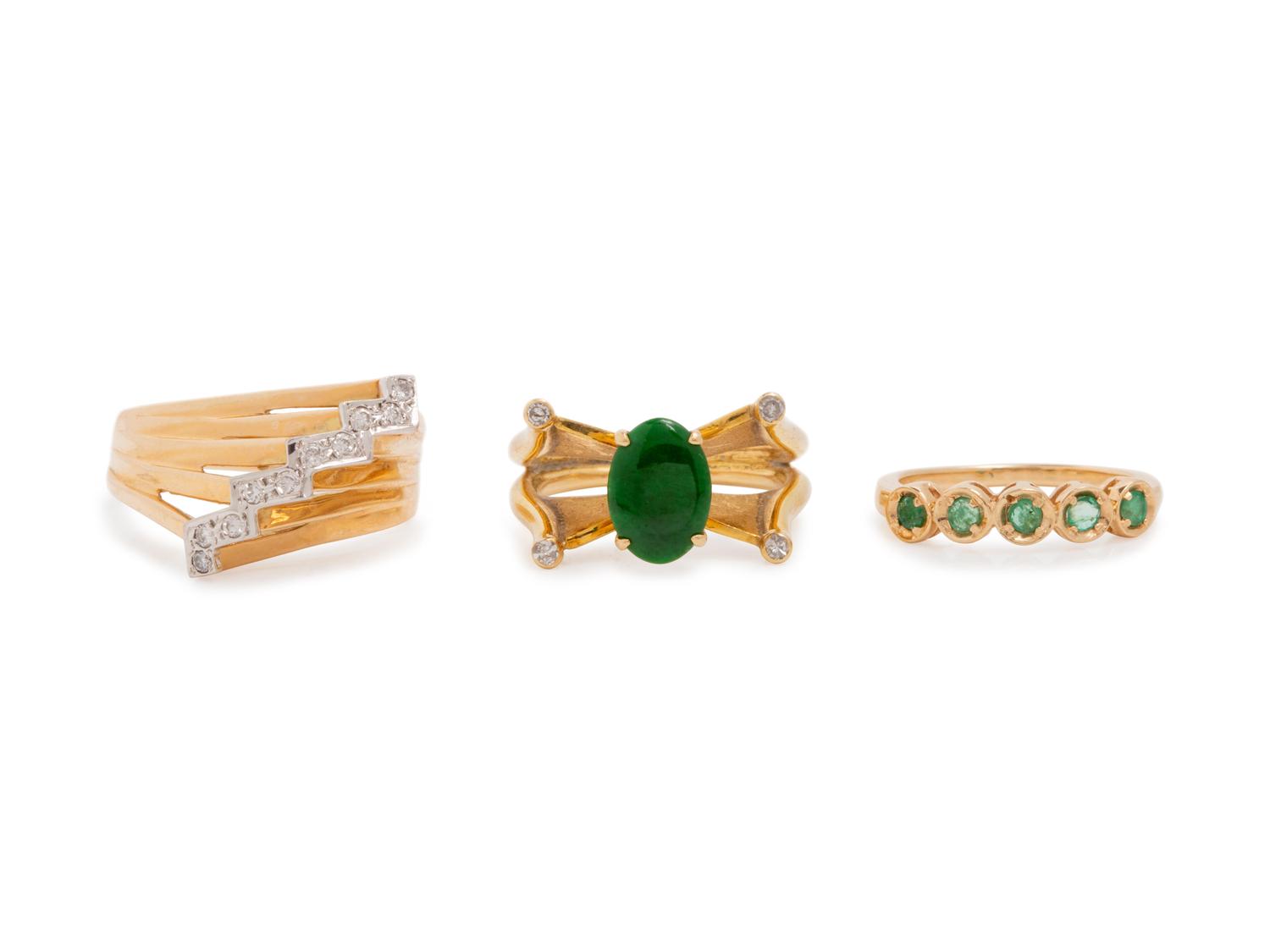 A Collection of 14 Karat Yellow Gold Rings,