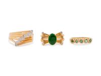 A Collection of 14 Karat Yellow Gold Rings,
